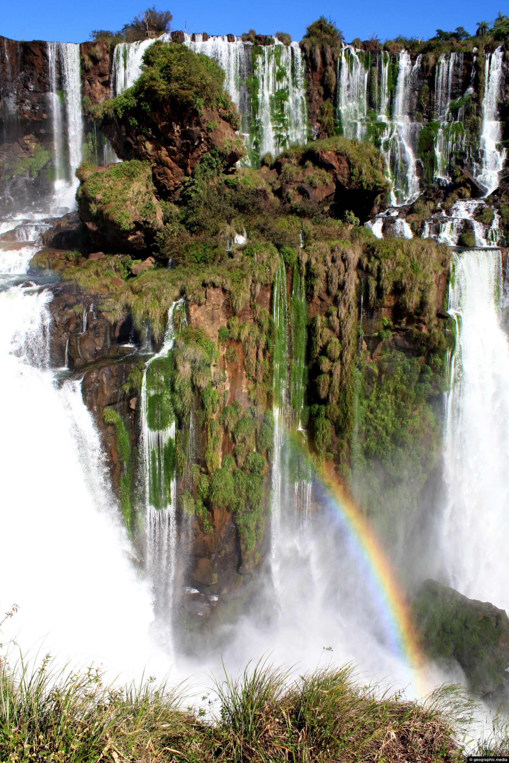 A section of waterfalls at Iguazu Falls