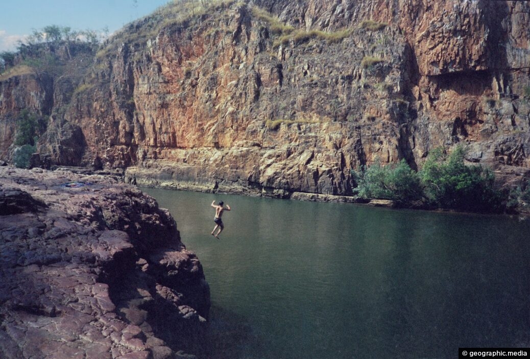 Jumping into Katherine Gorge