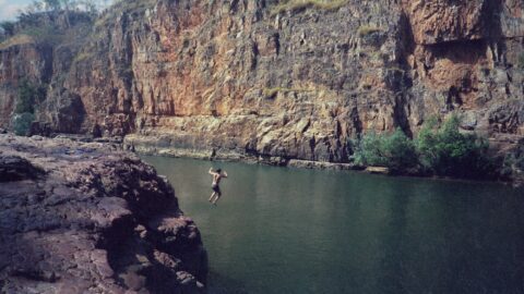 Jumping into Katherine Gorge