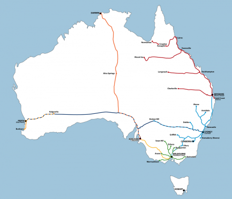 Australian Train Routes Map - Geographic Media