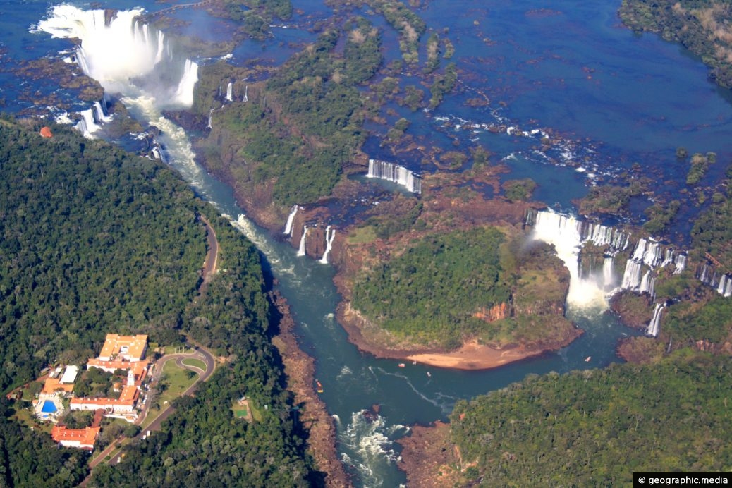 Aerial view of Iguassu Falls in Brazil