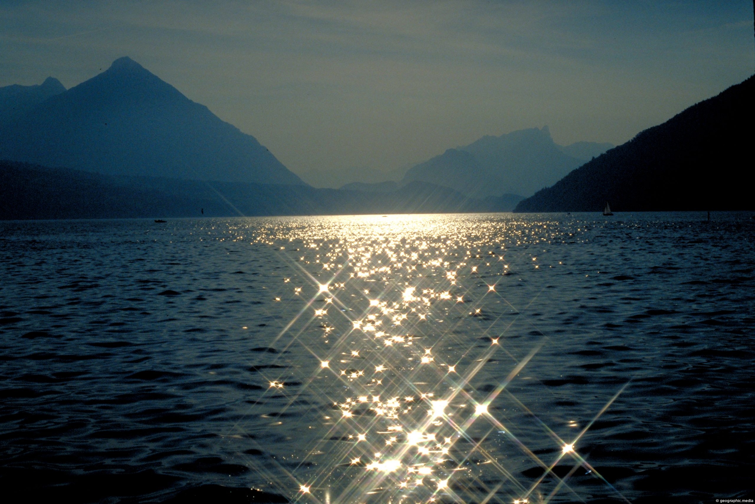Dusk at Lake Thun Switzerland