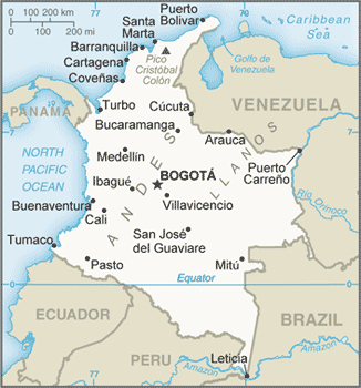 Colombia Places Map