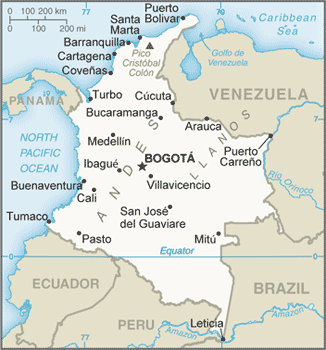 colombian geographical map