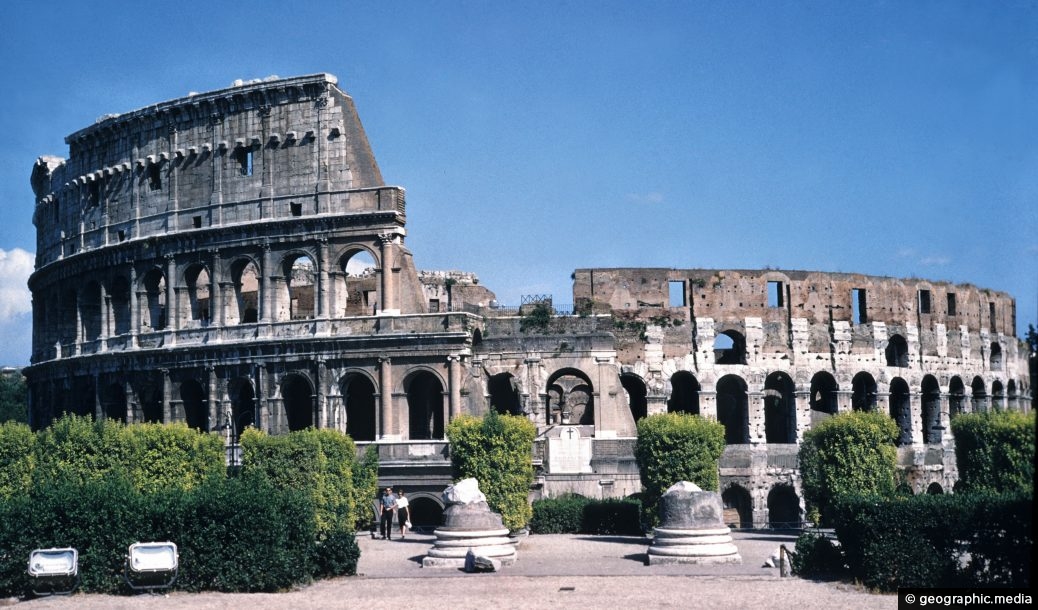 View of the Colosseum in Rome (circa 1963)