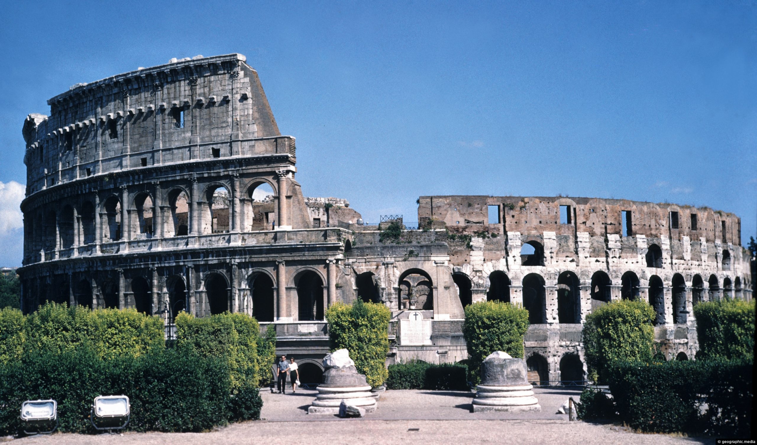 View of the Colosseum in Rome (circa 1963)