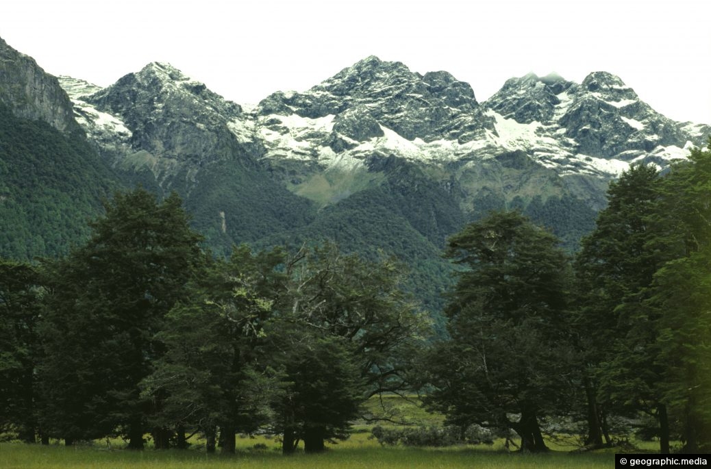 Mountain Peaks in Fiordland National Park