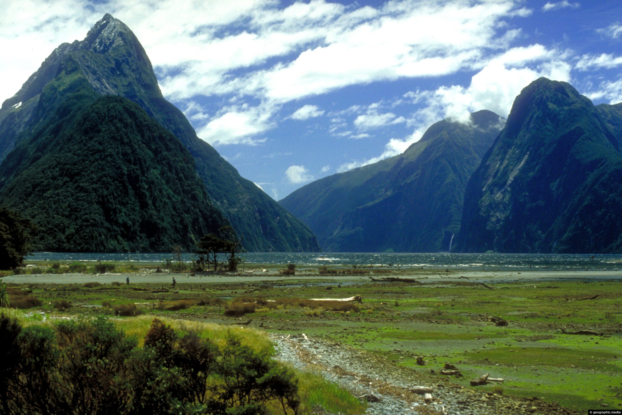 Milford Sound with Mitre Peak in view.