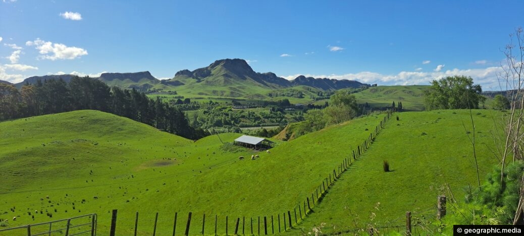 Farmland and Te Mata Peak