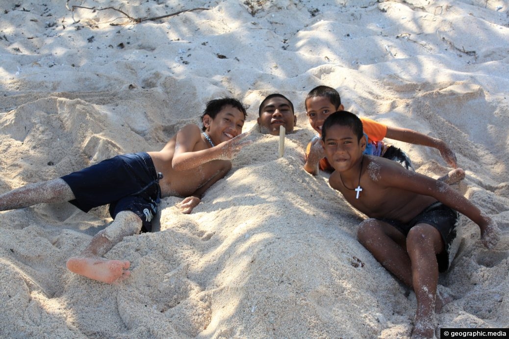 Tongan boys on Anahulu Beach.