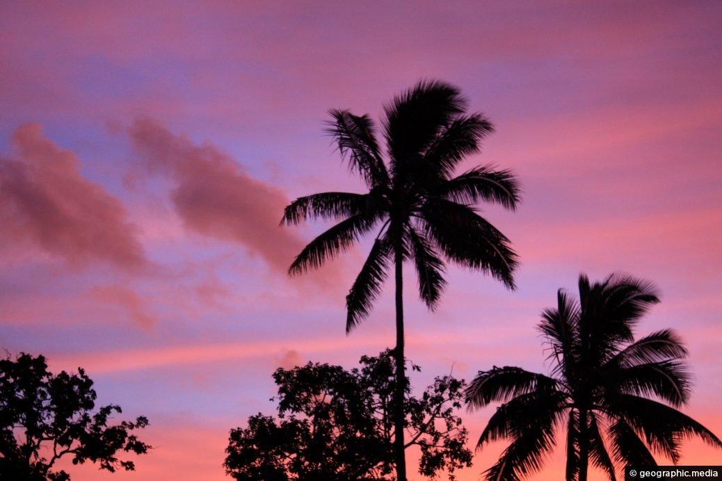Sunset and Palms on Tongatapu Island