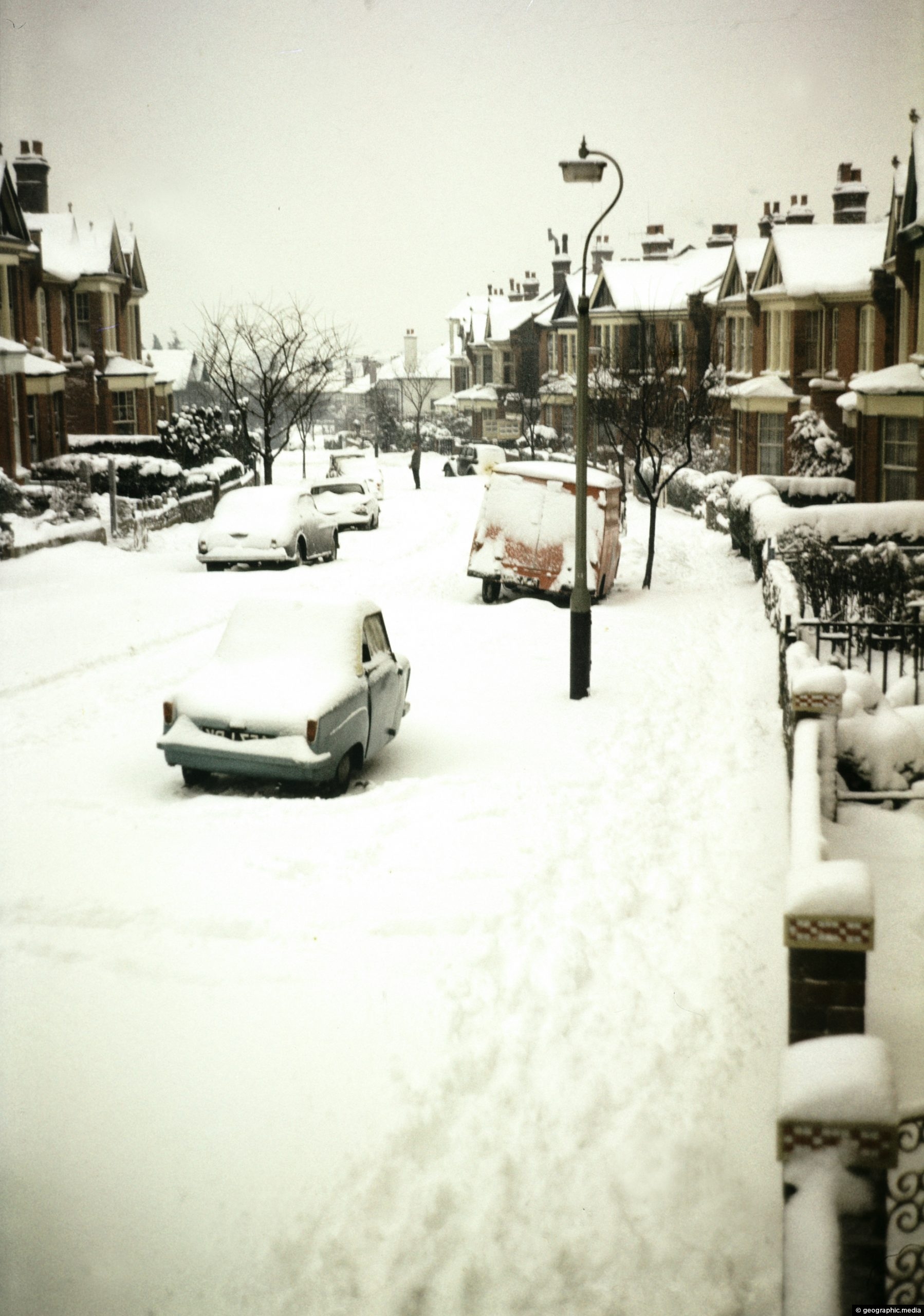 Snow covered London street
